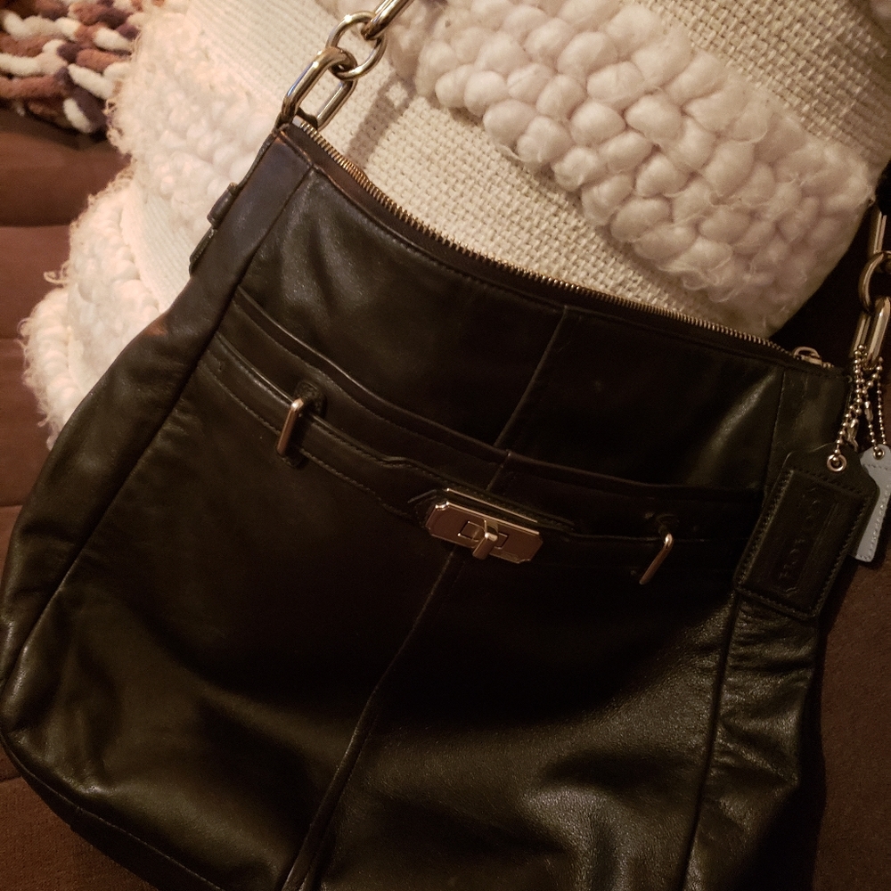 Black leather Coach bag
